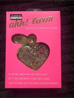 Ahh!-Larm Glitter Heart Personal Safety Alarm Keychain – 115 dB with LED Light –